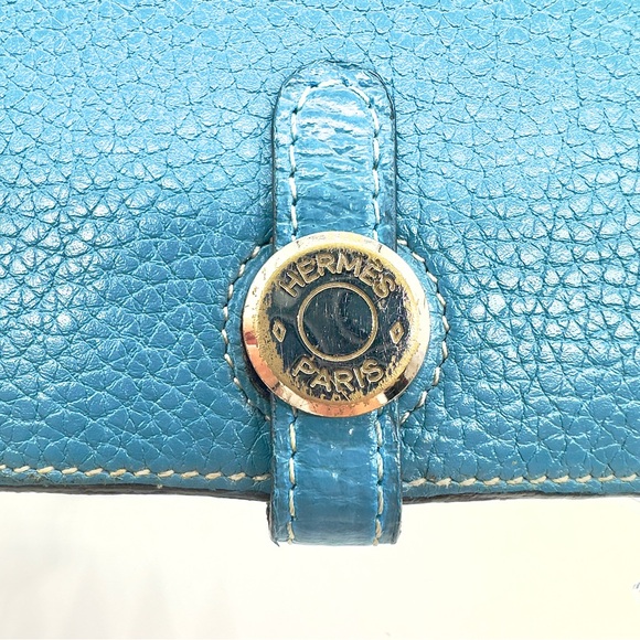 Authentic Hermes Dogon Duo Wallet with Zip Pouch in  Bleu Jean Togo Leather EUC - Picture 4 of 17